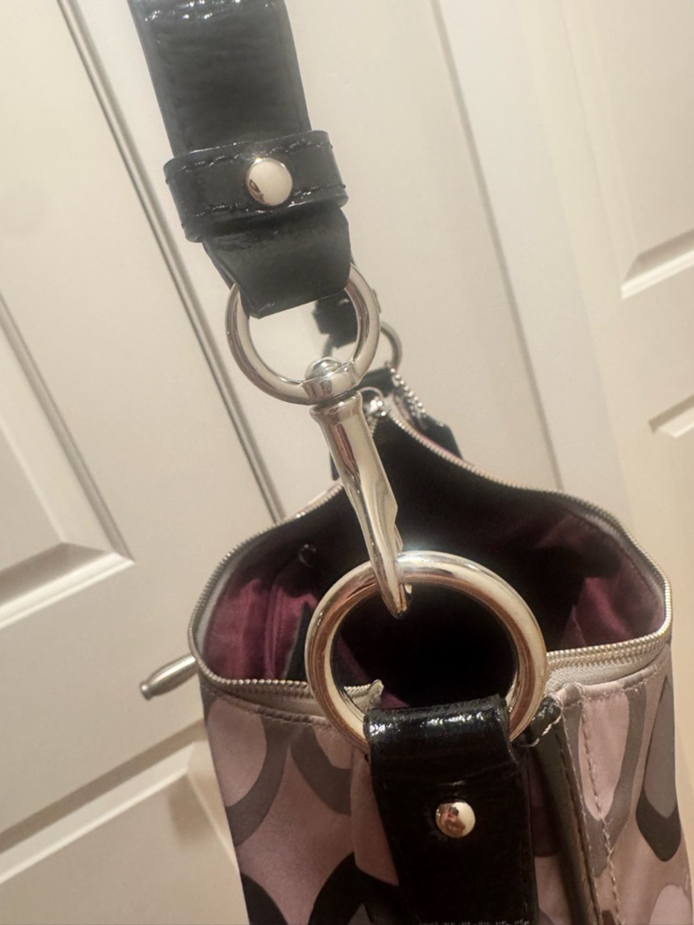 Coach Purple, Black and Gray Signature Shoulder Bag - Picture 8 of 16